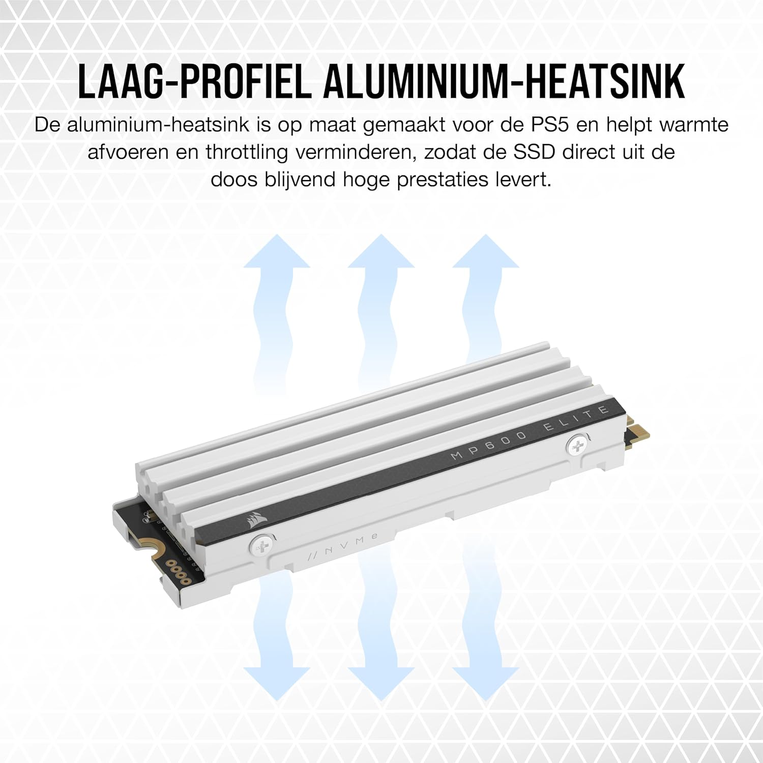 CORSAIR MP600 ELITE 4TB M.2 PCIe Gen4 x4 NVMe SSD voor PS5 – Inclusief Heatsink – M.2 2280 – Tot 7.000MB/sec Sequentieel Lezen – High-Density-3D TLC NAND – Wit