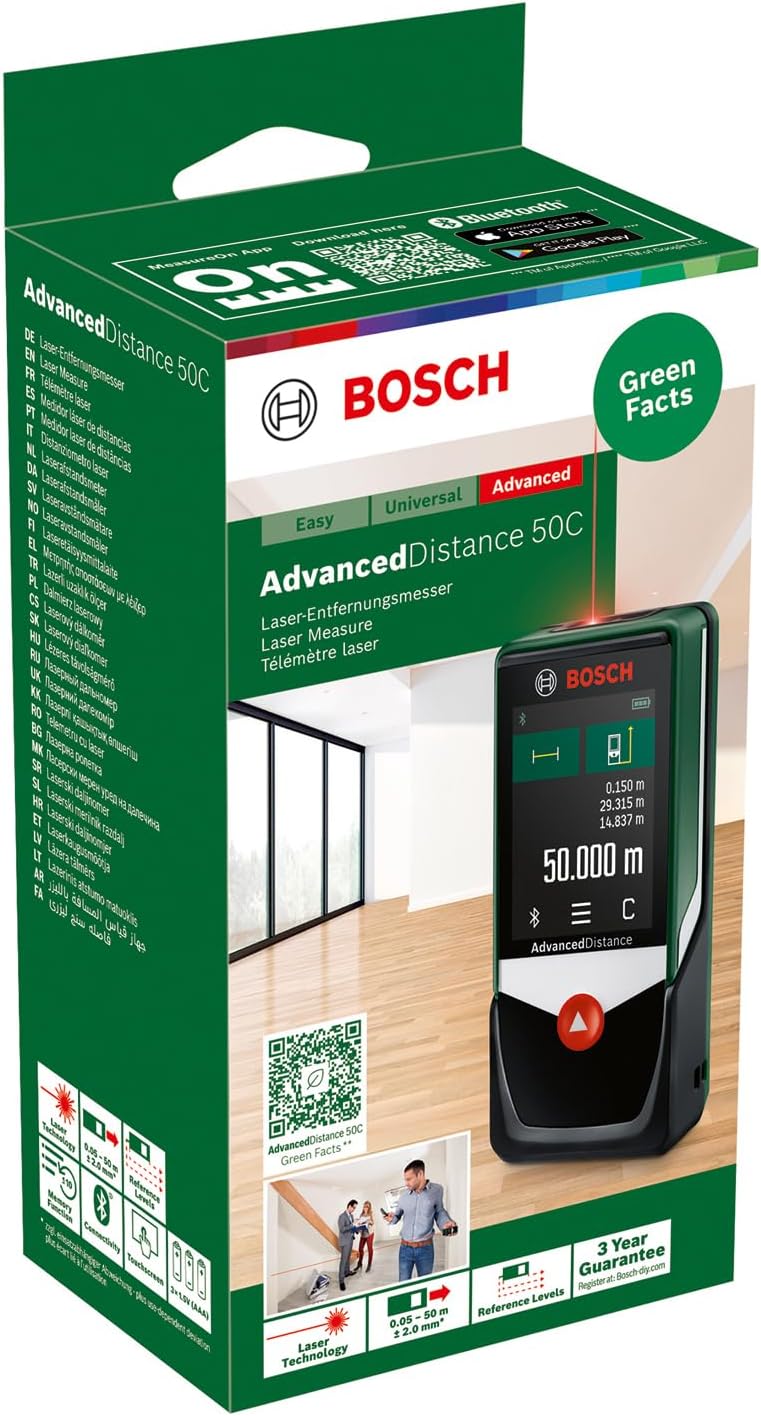 Bosch Home And Garden Advanceddistance 50C Laserafstandsmeter Bluetooth, Touchscreen Meetbereik (Max.) 50 M