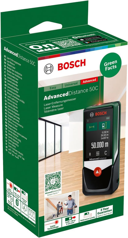Bosch Home And Garden Advanceddistance 50C Laserafstandsmeter Bluetooth, Touchscreen Meetbereik (Max.) 50 M