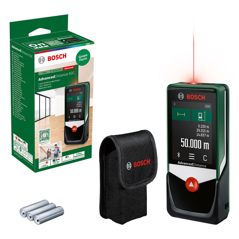 Bosch Home And Garden Advanceddistance 50C Laserafstandsmeter Bluetooth, Touchscreen Meetbereik (Max.) 50 M