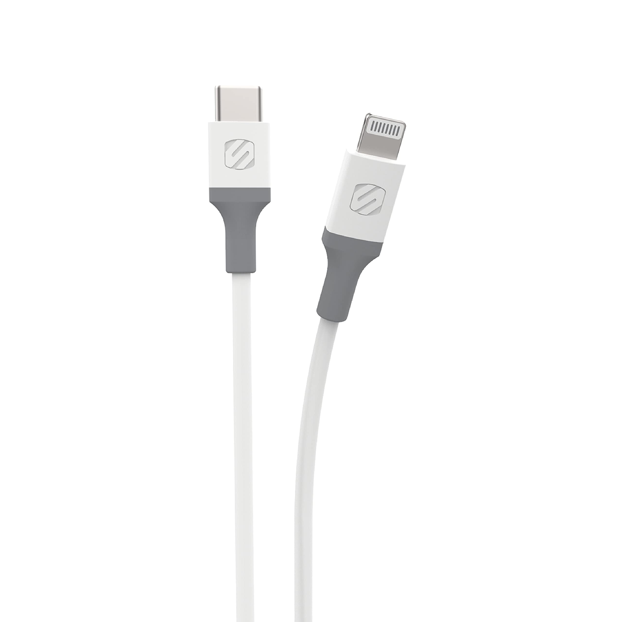 SCOSCHE Ci44WG-SP Strikeline MFI Certified Lightning Charge & Sync Cable for All Lightning Devices 4-ft. White/Gray White 4'