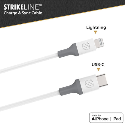 SCOSCHE Ci44WG-SP Strikeline MFI Certified Lightning Charge & Sync Cable for All Lightning Devices 4-ft. White/Gray White 4'