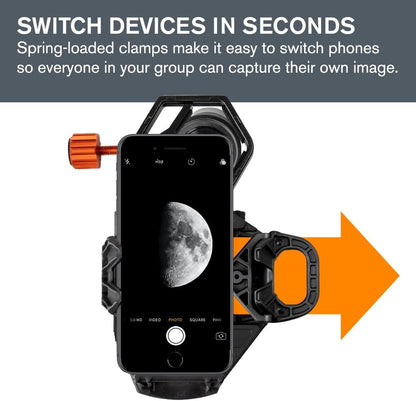Celestron 81036 NexGO 2-Axis Universal Digiscoping and Astroimaging Smartphone Adapter - Connects Your Smartphone Camera to an Optic Eyepiece to Capture Images and Video, Black