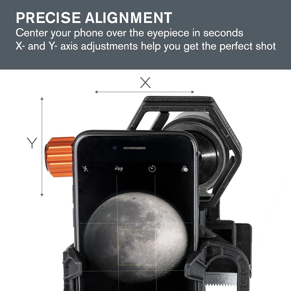 Celestron 81036 NexGO 2-Axis Universal Digiscoping and Astroimaging Smartphone Adapter - Connects Your Smartphone Camera to an Optic Eyepiece to Capture Images and Video, Black