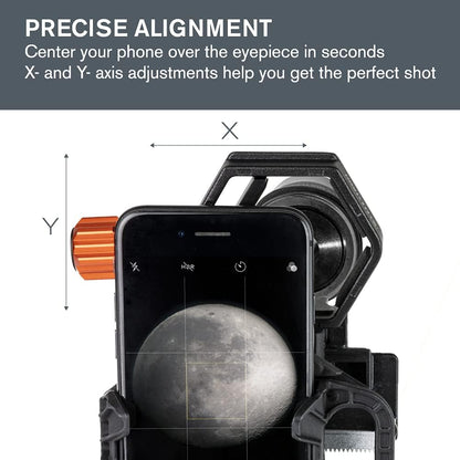 Celestron 81036 NexGO 2-Axis Universal Digiscoping and Astroimaging Smartphone Adapter - Connects Your Smartphone Camera to an Optic Eyepiece to Capture Images and Video, Black