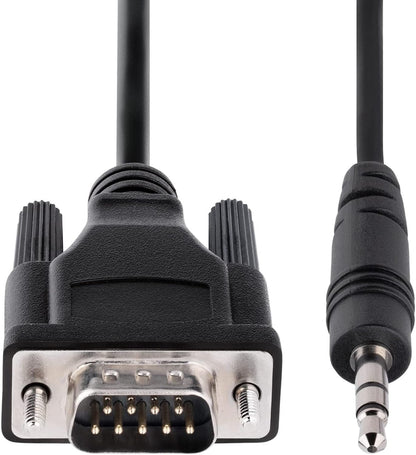 StarTech.com 3ft (1m) DB9 to 3.5mm Serial Cable for Serial Device Configuration, RS232 DB9 Male to 3.5mm Cable for Calibrating Projectors, Digital Signage, TVs via Audio Jack (9M351M-RS232-CABLE