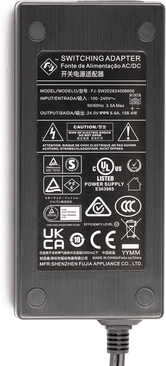 StarTech.com 160W Universal DC Power Adapter (24V/6.6A), 4ft(1.2m) 2-Wire Cord, 2/3-Pin Terminal Blocks, 100-240V AC/DC External Power Supply for Industrial USB Hubs, NA/UK/EU/ANZ (160W-POWER-ADAPTER