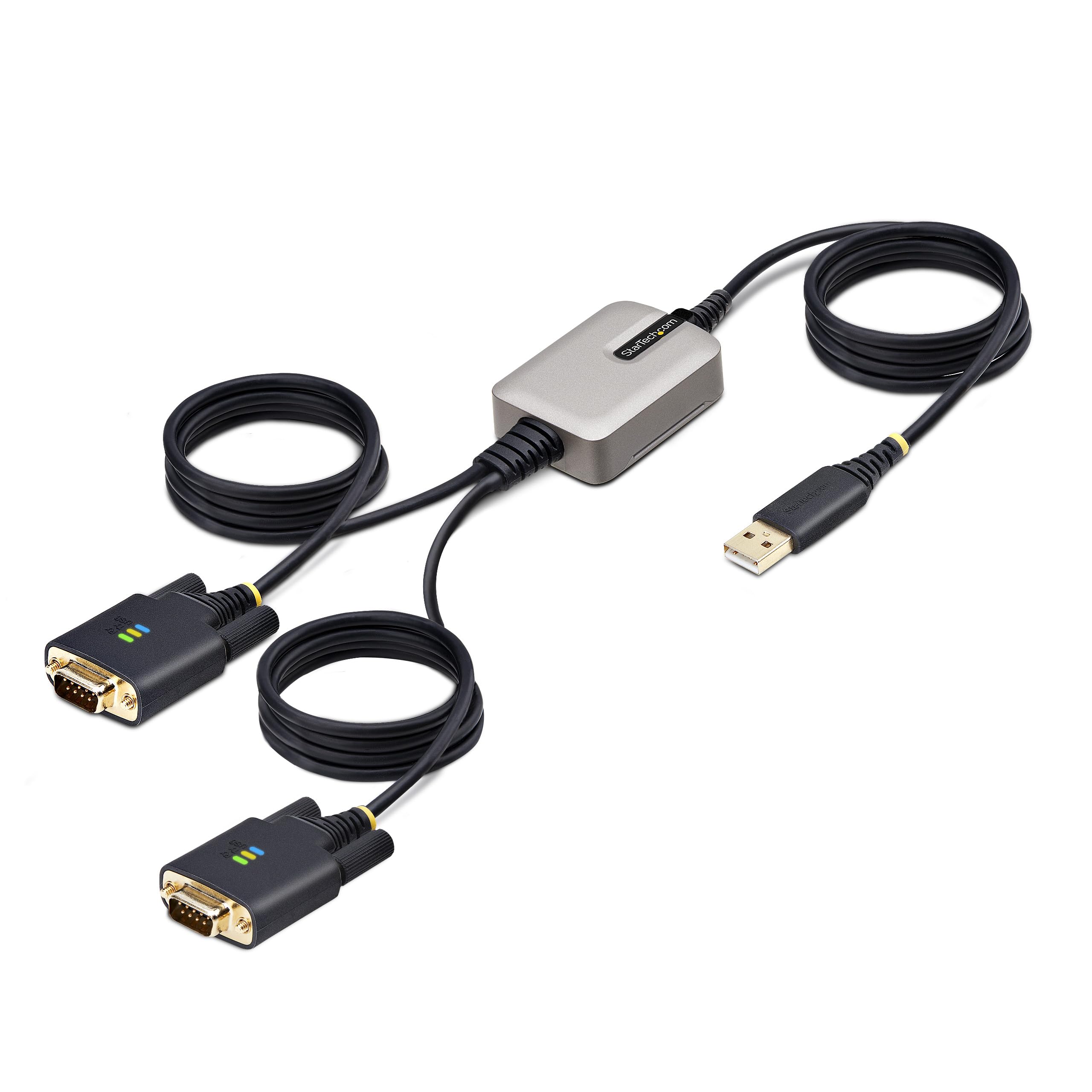 StarTech.com Cable Adaptador USB a Serie de 2 Puertos - 4m - Retención COM - FTDI - Conversor USB a DB9 RS232 Serial