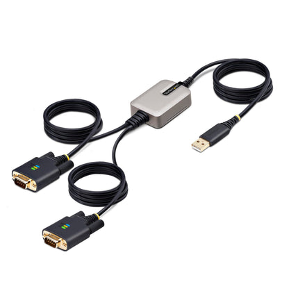 StarTech.com Cable Adaptador USB a Serie de 2 Puertos - 4m - Retención COM - FTDI - Conversor USB a DB9 RS232 Serial
