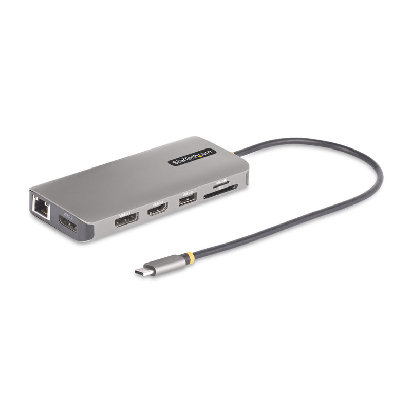 StarTech.com Adattatore USB-C a tre monitor, 2x 4K 60Hz + 4K 30 Hz HDMI e DP, 4x USB-A, 100W PD, GbE, lettore di schede SD