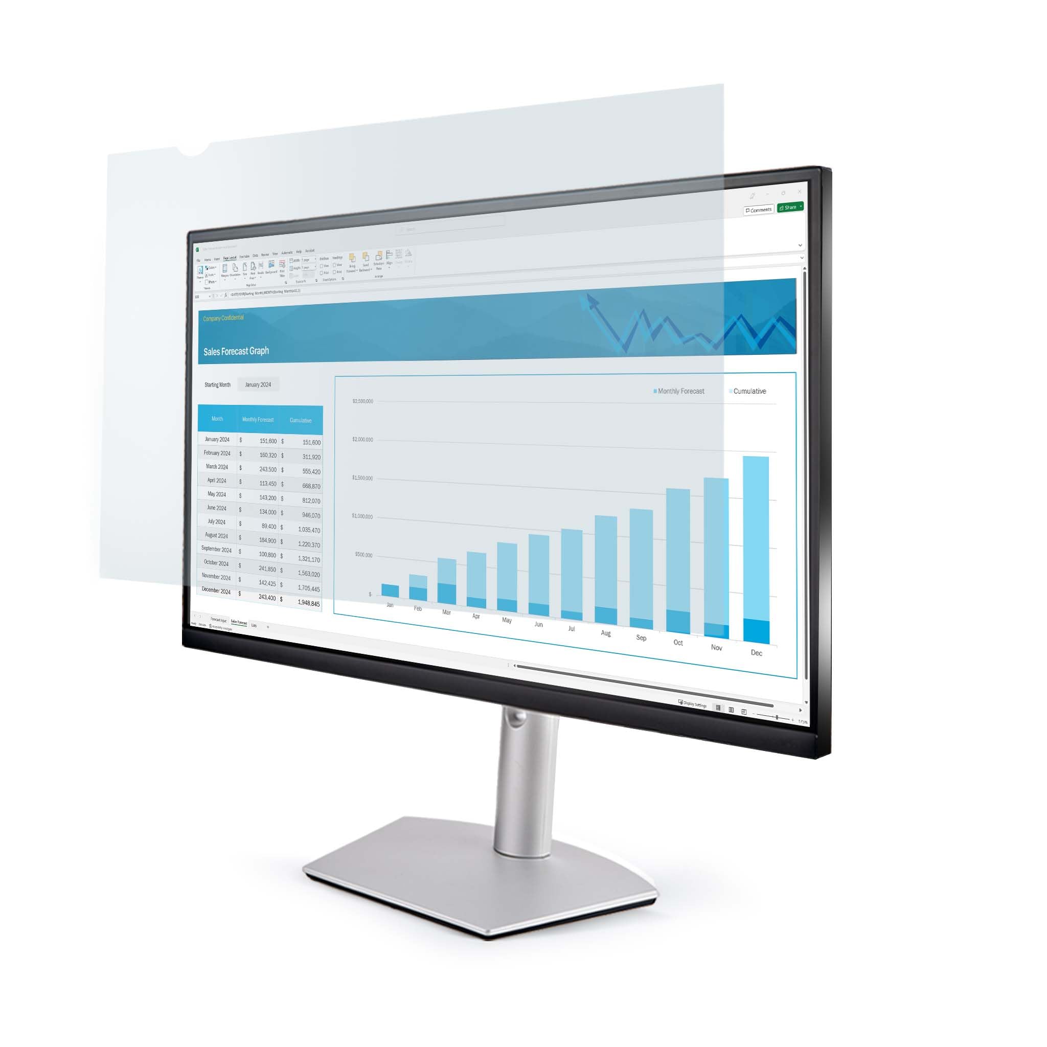 StarTech.com 24-inch 16:10 Anti-Blue Light Filter, BlueLight Screen Filter for 24in Computer Monitor, Reduces Eye Strain, TAA