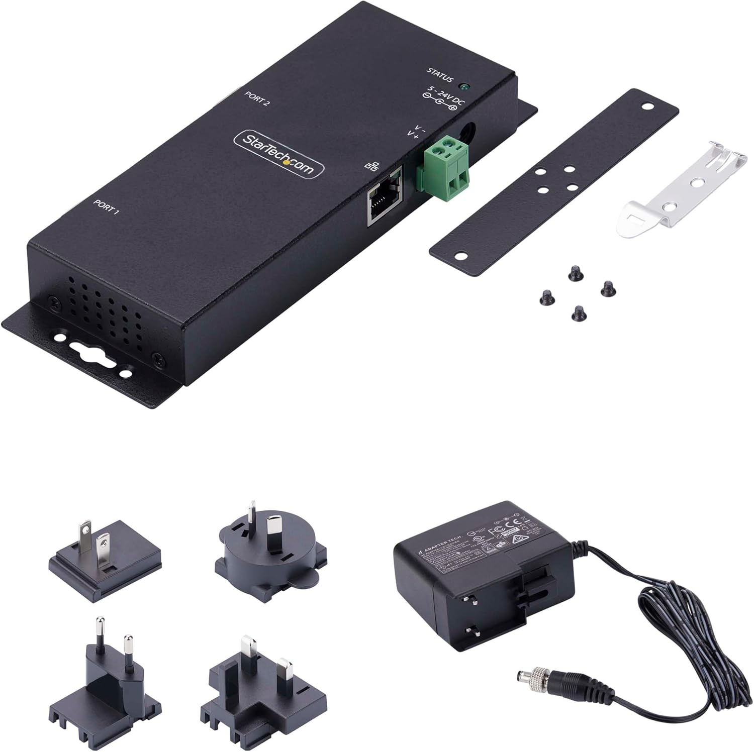 StarTech.com 2-Port Serial to Ethernet Adapter, IP Serial Device Server For Remote RS232 Devices, Wall/DIN Rail, LAN to DB9