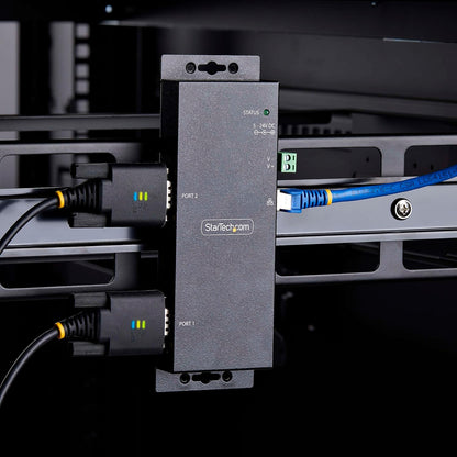StarTech.com 2-Port Serial to Ethernet Adapter, IP Serial Device Server For Remote RS232 Devices, Wall/DIN Rail, LAN to DB9