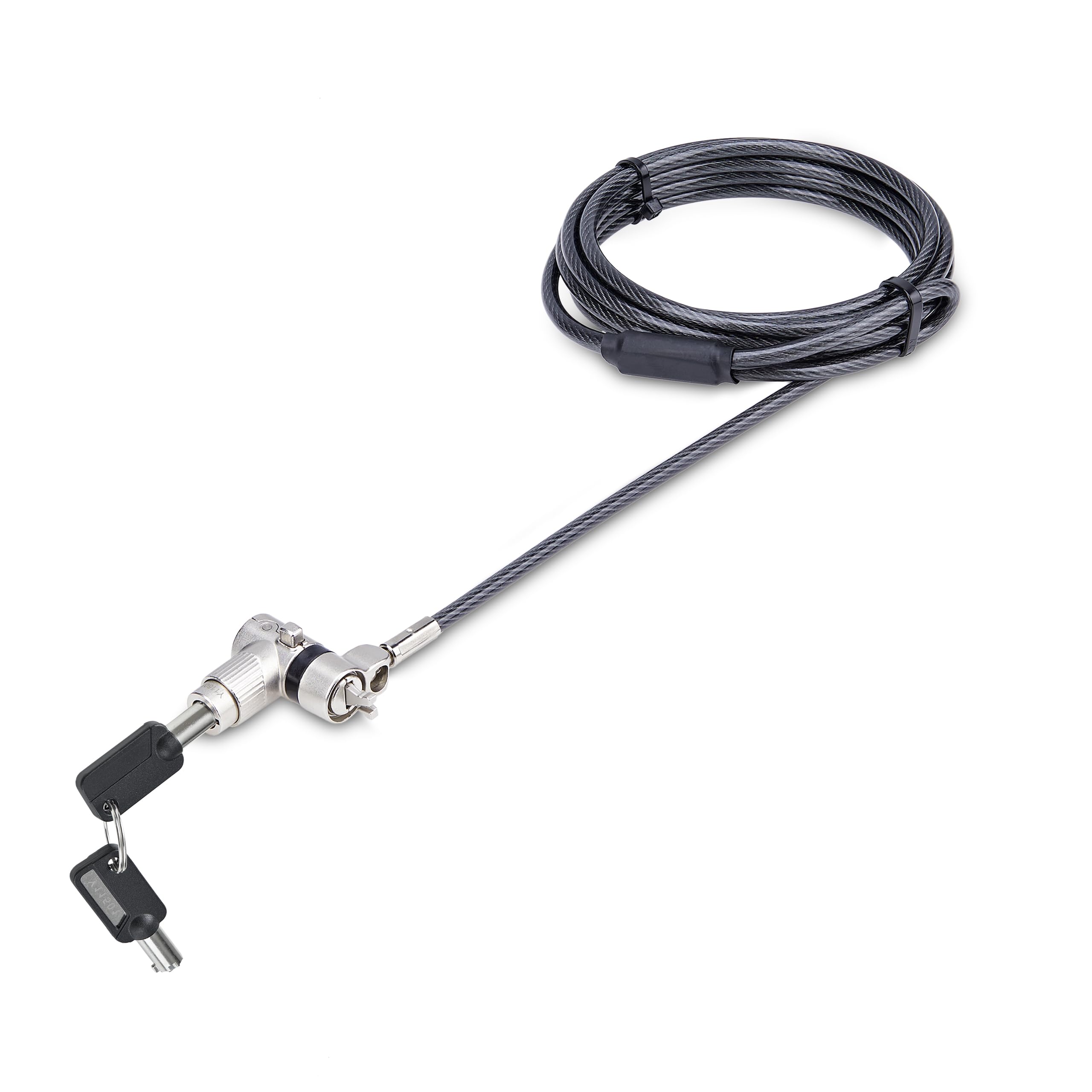 StarTech.com 3-in-1 Universal Laptop Lock 6.6ft (2m), Master Keyed Security Cable, Compatible With Noble Wedge/Nano/K-Slot