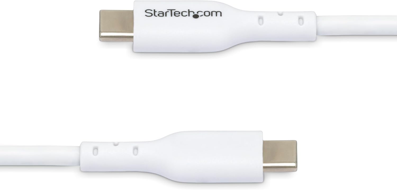 StarTech.com Câble de Charge USB-C de 3m, Câble USB-C, USB 2.0 (480mbps) Câble Chargeur Portable, PD 60W 3A, Blanc, M/M