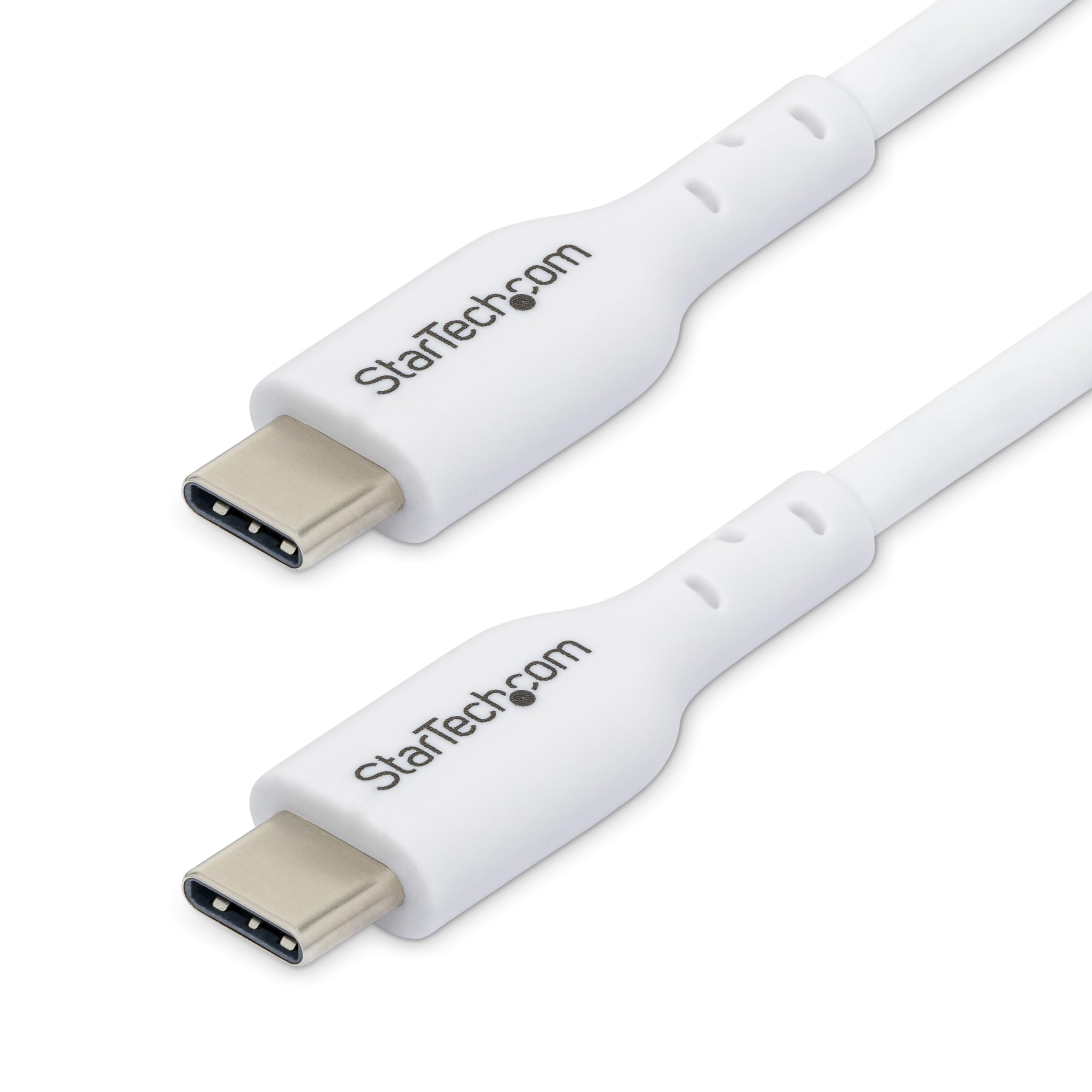 StarTech.com Câble de Charge USB-C de 3m, Câble USB-C, USB 2.0 (480mbps) Câble Chargeur Portable, PD 60W 3A, Blanc, M/M