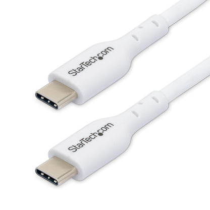 StarTech.com Câble de Charge USB-C de 3m, Câble USB-C, USB 2.0 (480mbps) Câble Chargeur Portable, PD 60W 3A, Blanc, M/M