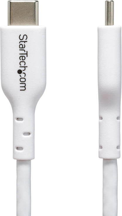 StarTech.com Câble de Charge USB-C de 3m, Câble USB-C, USB 2.0 (480mbps) Câble Chargeur Portable, PD 60W 3A, Blanc, M/M
