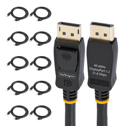 StarTech.com 2m (6.6ft) VESA Certified DisplayPort Cable - 10 Pack - DisplayPort 1.2 Cable/Cord, 4K60Hz, Latching DP Connectors