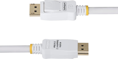 StarTech.com 10ft (3m) White VESA Certified DisplayPort 1.2 Cable, 4K 60Hz, 21.6Gbps, Latching DP Connectors, DP 1.2 Cable