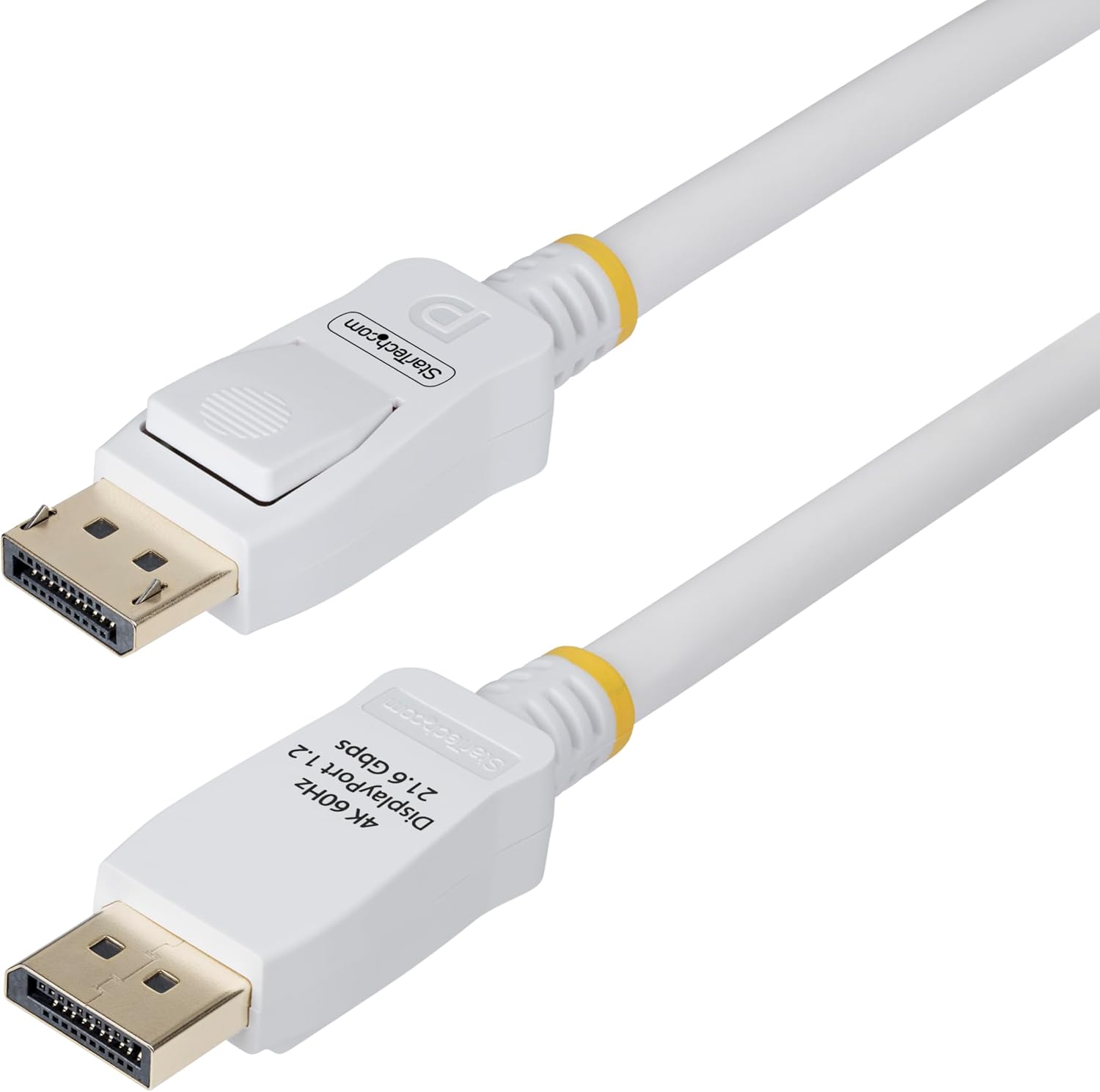 StarTech.com 10ft (3m) White VESA Certified DisplayPort 1.2 Cable, 4K 60Hz, 21.6Gbps, Latching DP Connectors, DP 1.2 Cable