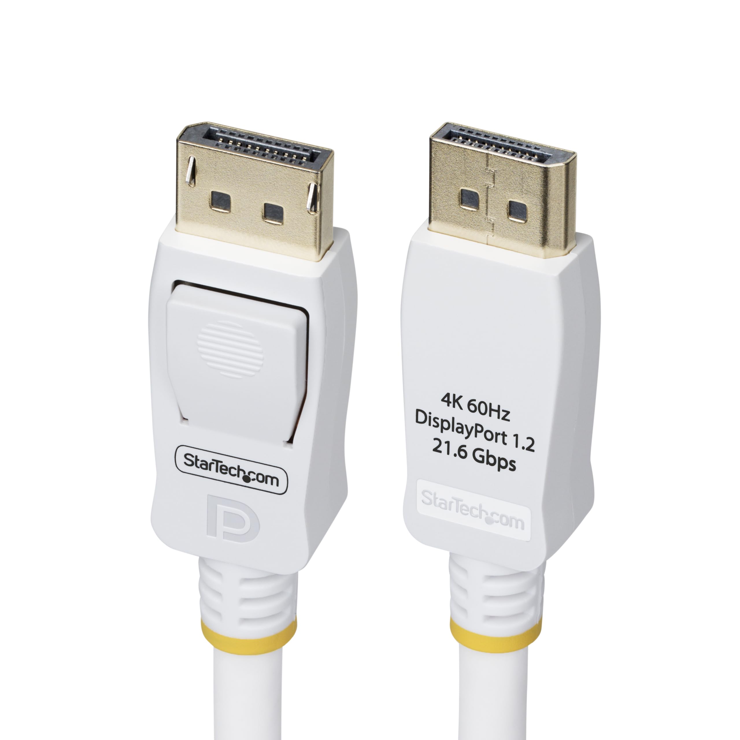 StarTech.com 10ft (3m) White VESA Certified DisplayPort 1.2 Cable, 4K 60Hz, 21.6Gbps, Latching DP Connectors, DP 1.2 Cable