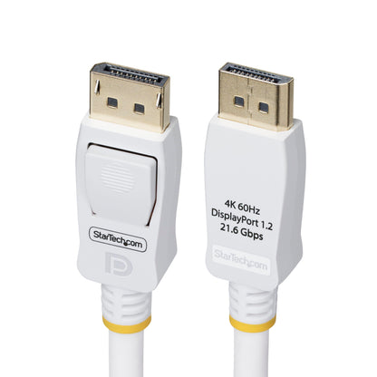 StarTech.com 10ft (3m) White VESA Certified DisplayPort 1.2 Cable, 4K 60Hz, 21.6Gbps, Latching DP Connectors, DP 1.2 Cable