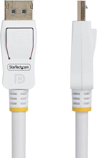 StarTech.com 10ft (3m) White VESA Certified DisplayPort 1.2 Cable, 4K 60Hz, 21.6Gbps, Latching DP Connectors, DP 1.2 Cable