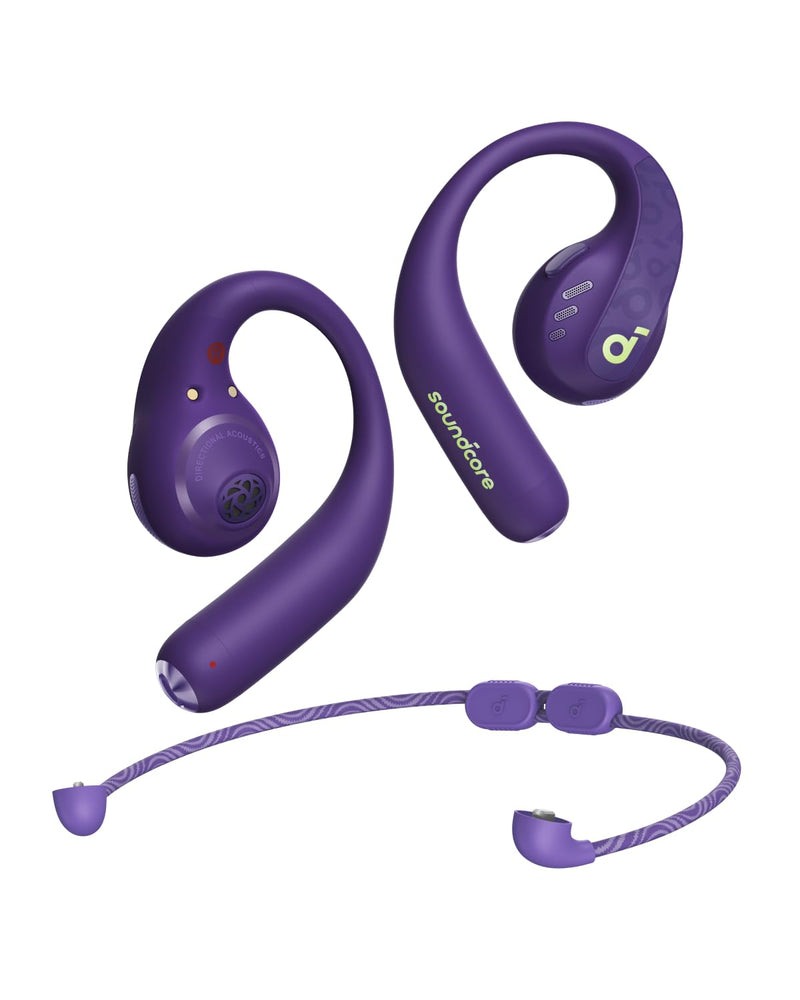 soundcore by Anker AeroFit Pro Open-Ear Headphones, Ultra Comfort, Secure Fit, Ergonomic Design, Rich Sound with LDAC, Bluetooth 5.3, IPX5 Water-Resistant, 46H Playtime, App Control, Wireless Earbuds Electric Purple