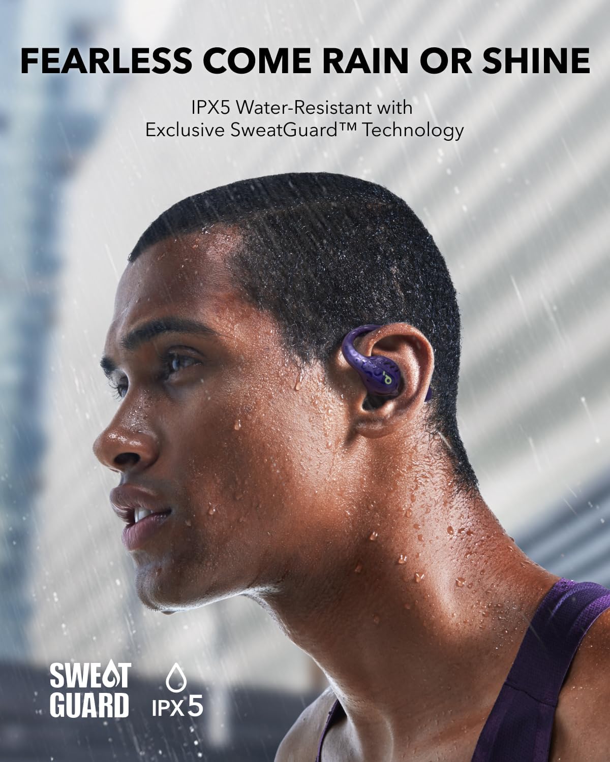 soundcore by Anker AeroFit Pro Open-Ear Headphones, Ultra Comfort, Secure Fit, Ergonomic Design, Rich Sound with LDAC, Bluetooth 5.3, IPX5 Water-Resistant, 46H Playtime, App Control, Wireless Earbuds Electric Purple