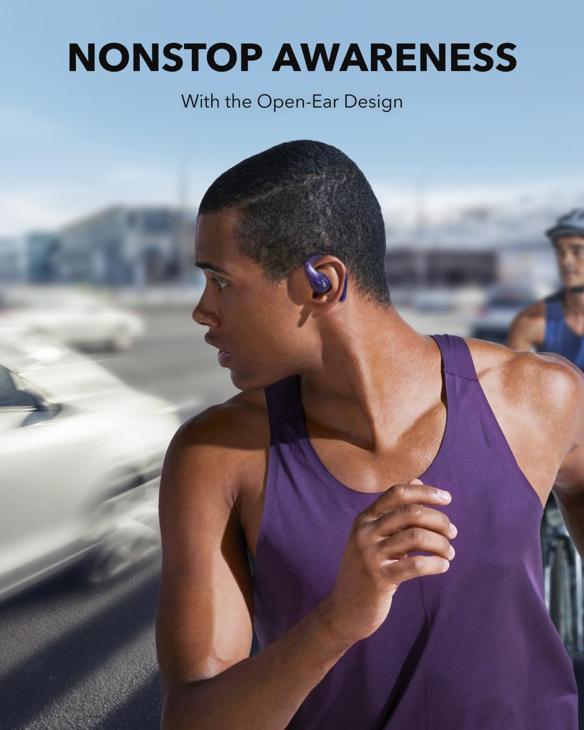 soundcore by Anker AeroFit Pro Open-Ear Headphones, Ultra Comfort, Secure Fit, Ergonomic Design, Rich Sound with LDAC, Bluetooth 5.3, IPX5 Water-Resistant, 46H Playtime, App Control, Wireless Earbuds Electric Purple