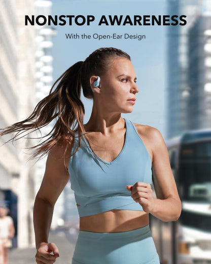 soundcore by Anker AeroFit Pro Open-Ear Headphones, Ultra Comfort, Secure Fit, Ergonomic Design, Rich Sound with LDAC, Bluetooth 5.3, IPX5 Water-Resistant, 46H Playtime, App Control, Wireless Earbuds Aqua Blue