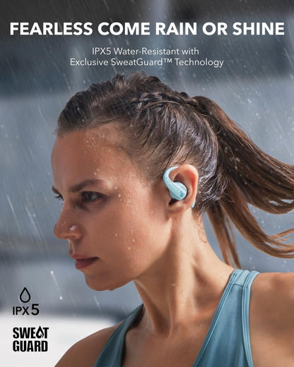 soundcore by Anker AeroFit Pro Open-Ear Headphones, Ultra Comfort, Secure Fit, Ergonomic Design, Rich Sound with LDAC, Bluetooth 5.3, IPX5 Water-Resistant, 46H Playtime, App Control, Wireless Earbuds Aqua Blue