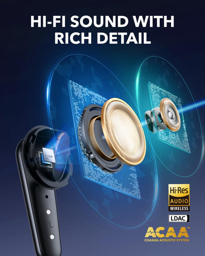 soundcore Liberty 4 Pro by Anker, Noise Cancelling Wireless Earbuds, 7-Sensor and Real-Time Adaptive Noise Cancelling, 2× Faster Charging, Studio-Level Hi-Fi Music, Clear Calls with 6 Mics and AI