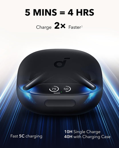 soundcore Liberty 4 Pro by Anker, Noise Cancelling Wireless Earbuds, 7-Sensor and Real-Time Adaptive Noise Cancelling, 2× Faster Charging, Studio-Level Hi-Fi Music, Clear Calls with 6 Mics and AI