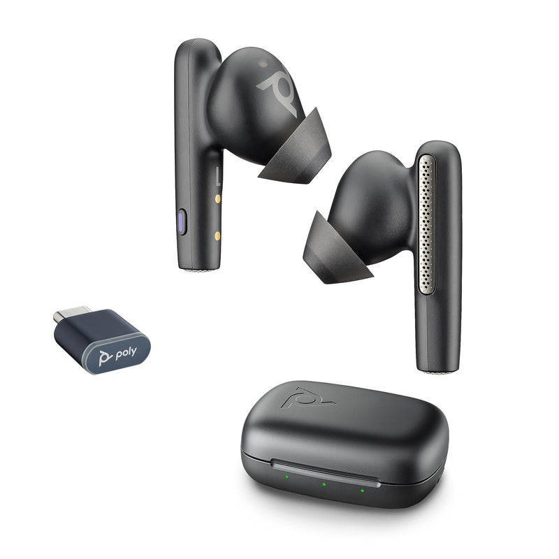 Poly Voyager Free 60 UC True Wireless Earbuds – Noise-Canceling Mics for Clear Calls – ANC – Portable Charge Case – Works w/iPhone, Android, PC/Mac – Teams Certified – Black