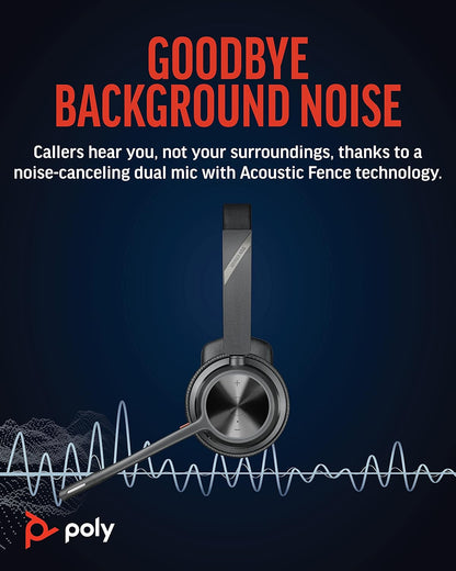 Poly Voyager 4310 UC Wireless Headset (Plantronics) - Single-Ear Bluetooth Headset w/Noise-Canceling Mic - Connect PC/Mac/Mobile via Bluetooth - Works w/Teams, Zoom, & More 2024 Version (USB-C & USB-A)