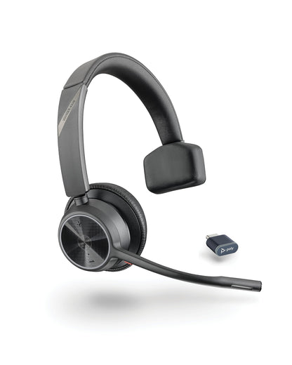 Poly Voyager 4310 UC Wireless Headset (Plantronics) - Single-Ear Bluetooth Headset w/Noise-Canceling Mic - Connect PC/Mac/Mobile via Bluetooth - Works w/Teams, Zoom, & More 2024 Version (USB-C & USB-A)