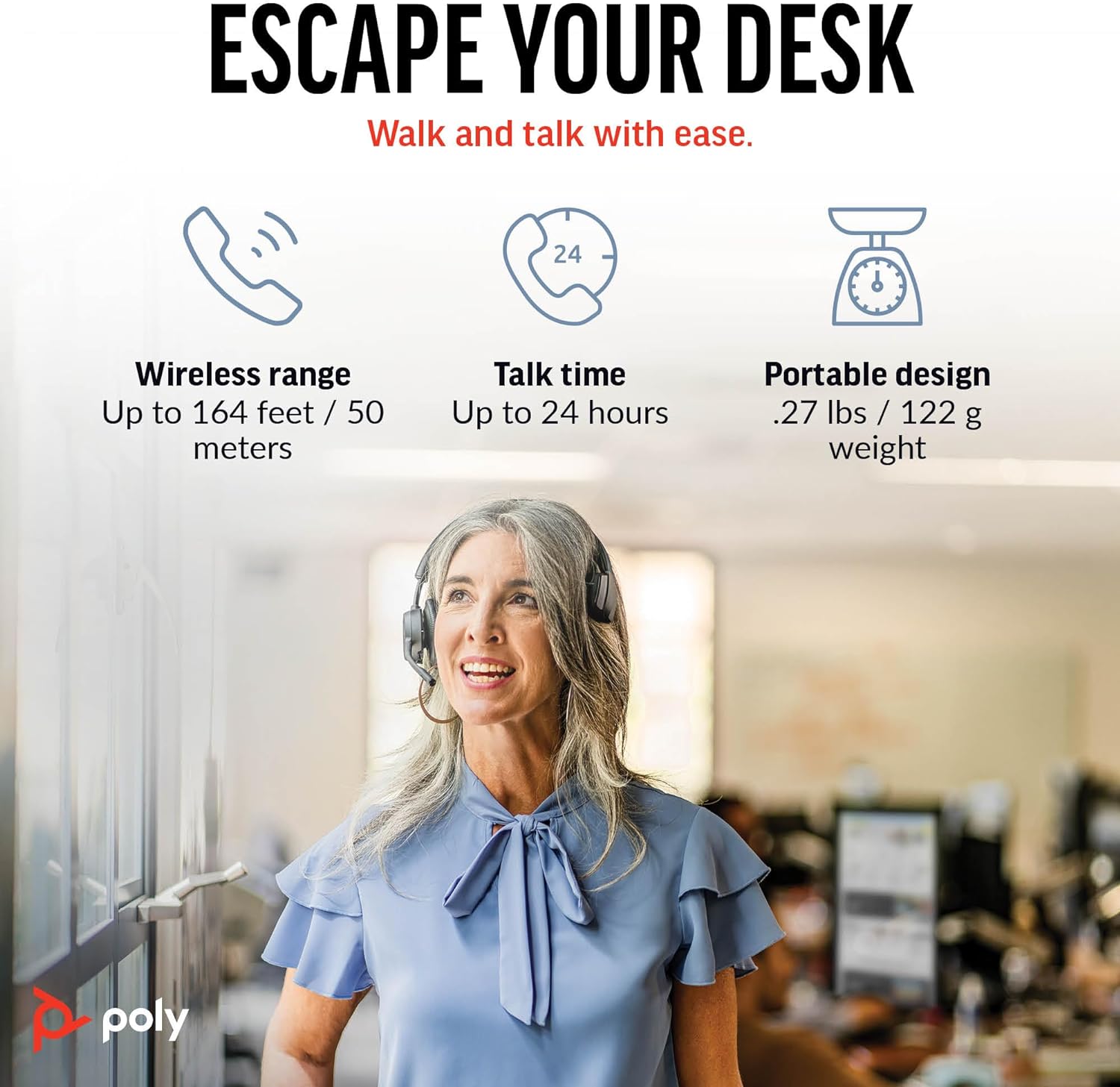 Poly Voyager 4310 UC Wireless Headset & Charge Stand - Single-Ear Bluetooth Headset w/Noise-Canceling Boom Mic - Connect to PC/Mac/Mobile - Works w/Teams, Zoom, & More