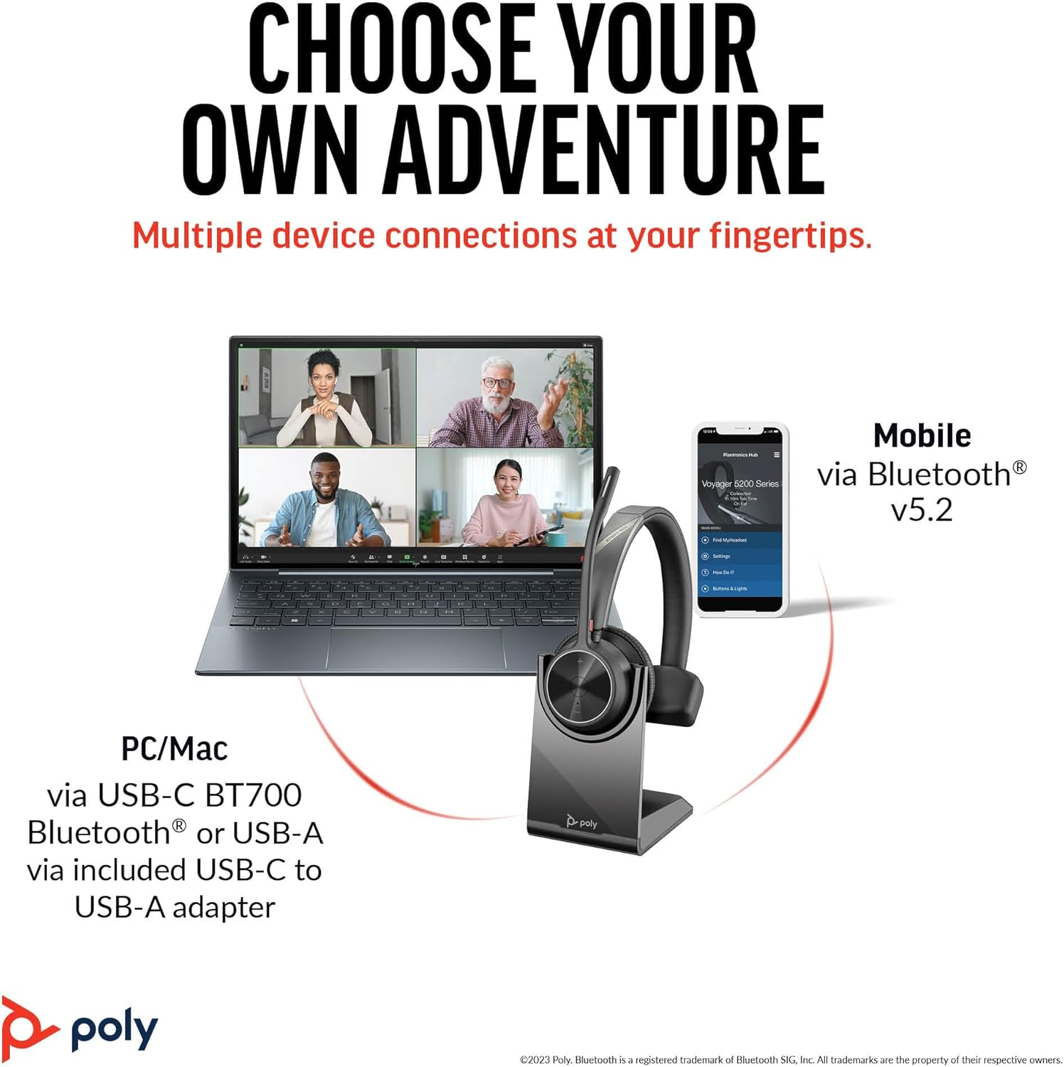 Poly Voyager 4310 UC Wireless Headset & Charge Stand - Single-Ear Bluetooth Headset w/Noise-Canceling Boom Mic - Connect to PC/Mac/Mobile - Works w/Teams, Zoom, & More