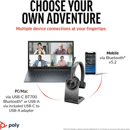 Poly Voyager 4310 UC Wireless Headset & Charge Stand - Single-Ear Bluetooth Headset w/Noise-Canceling Boom Mic - Connect to PC/Mac/Mobile - Works w/Teams, Zoom, & More