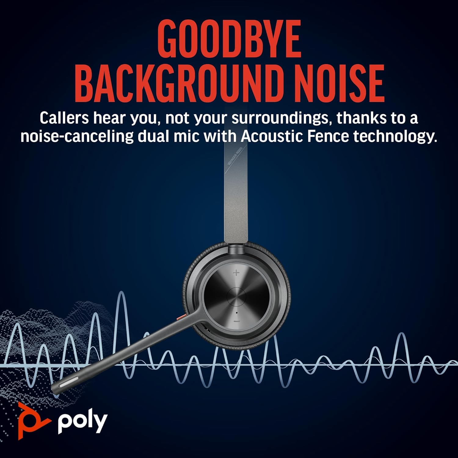 Poly Voyager 4320 UC Wireless Headset - Stereo Headphones w/Noise-Canceling Boom Mic - Connect PC/Mac/Mobile via Bluetooth - Works w/Teams, Zoom, & More