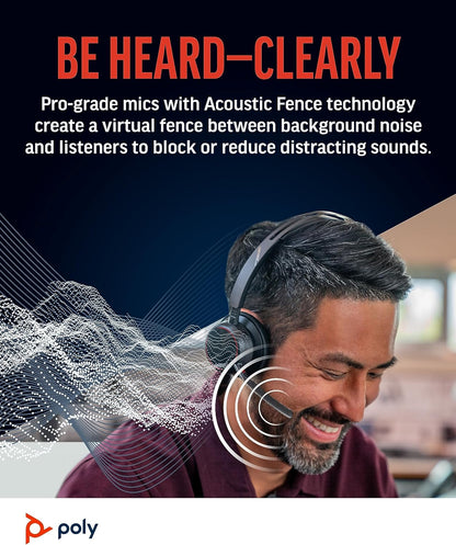 Poly Voyager Focus 2 UC Wireless Headset with Microphone (Plantronics) - Active Noise Canceling (ANC) - Connect PC/Mac/Mobile via Bluetooth - Works w/Teams, Zoom, and More