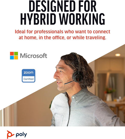 Poly Voyager Focus 2 UC Wireless Headset with Microphone (Plantronics) - Active Noise Canceling (ANC) - Connect PC/Mac/Mobile via Bluetooth - Works w/Teams, Zoom, and More