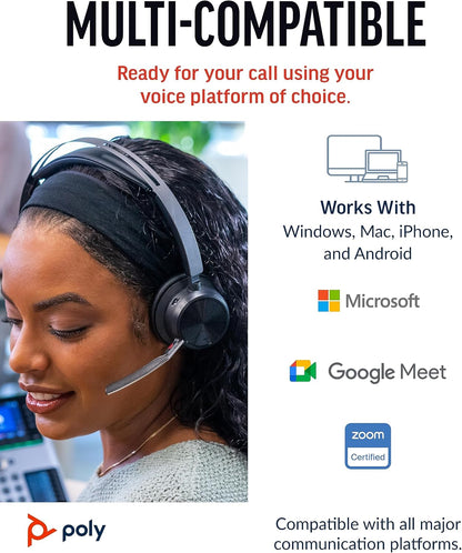 Poly Voyager Focus 2 UC Wireless Headset with Microphone (Plantronics) - Active Noise Canceling (ANC) - Connect PC/Mac/Mobile via Bluetooth - Works w/Teams, Zoom, and More