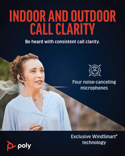 Poly Voyager 5200 UC Wireless Headset & Charging Case - Single-Ear Bluetooth Headset w/Noise-Canceling Mic - Connect to Mobile/PC via Bluetooth -Works w/Microsoft Teams, Zoom & More, Plantronics Headset + Charger Case + Dongle