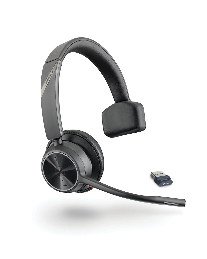 Poly Voyager 4310 UC Wireless Headset - Single-Ear Bluetooth Headset w/Noise-Canceling Boom Mic - Long Battery Life - Connect to PC/Mac/Mobile via Bluetooth - Works w/Teams, Zoom & More, Plantronics Premium - USB-A Mono