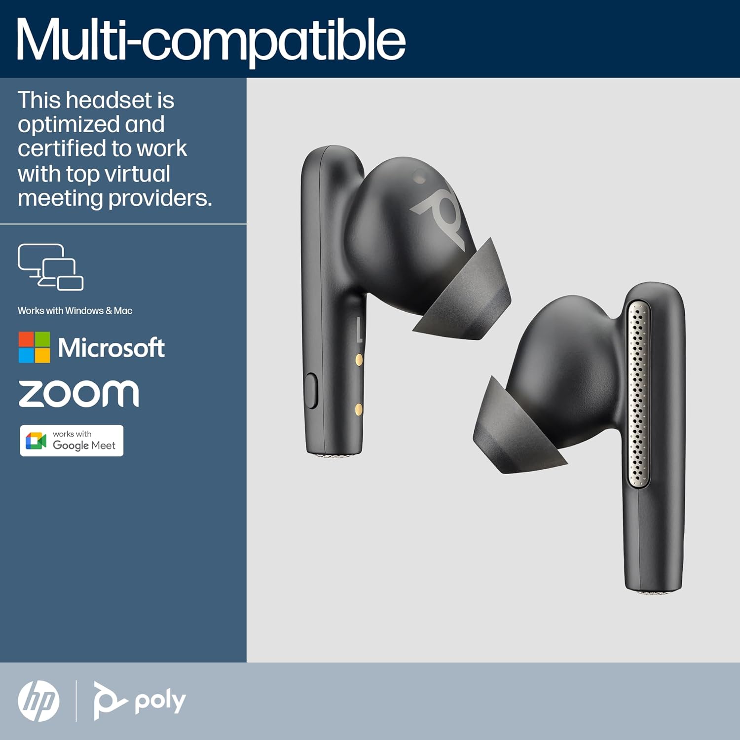 Poly Voyager Free 60 UC True Wireless Earbuds (Plantronics) – Noise-canceling mics for clear calls – Active Noise Canceling – Portable charge case, Compatible w/iPhone, Android, PC/Mac, Zoom, Teams Standard