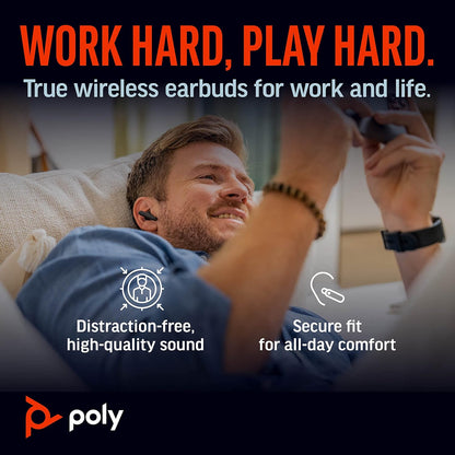 POLY Voyager Free 60 Auricolare Wireless In-ear Musica e Chiamate USB tipo-C Bluetooth Nero (POLY VFREE 60 BLK EARBUDS +BCHC CS1