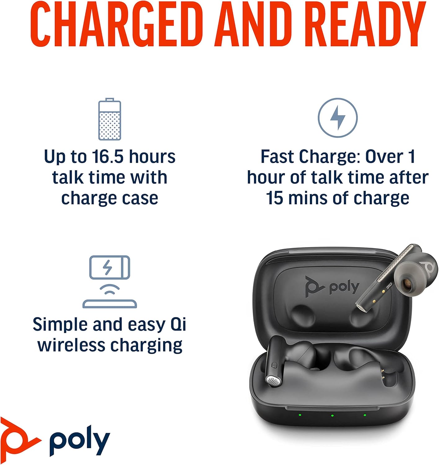 POLY Voyager Free 60 Auricolare Wireless In-ear Musica e Chiamate USB tipo-C Bluetooth Nero (POLY VFREE 60 BLK EARBUDS +BCHC CS1